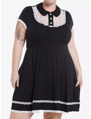 Sweet Society Black & White Lace Bib Babydoll Dress